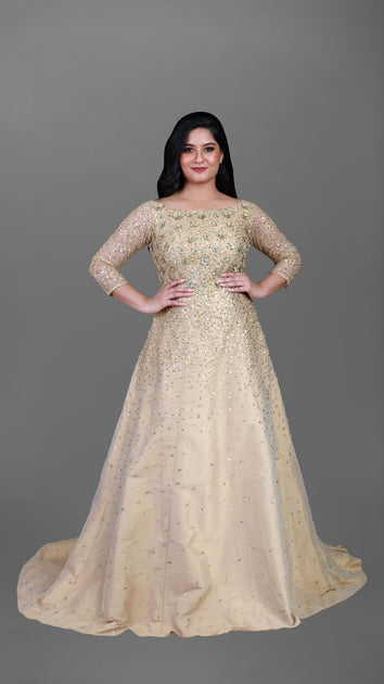 Gold Lace Applique Ball Gown Sequin Formal Dresses 66536C – vigocouture