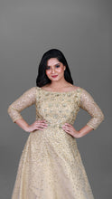 Load image into Gallery viewer, Champagne Gold Gown in Silk With Heavy Handwork Yok and Sequence Allover
