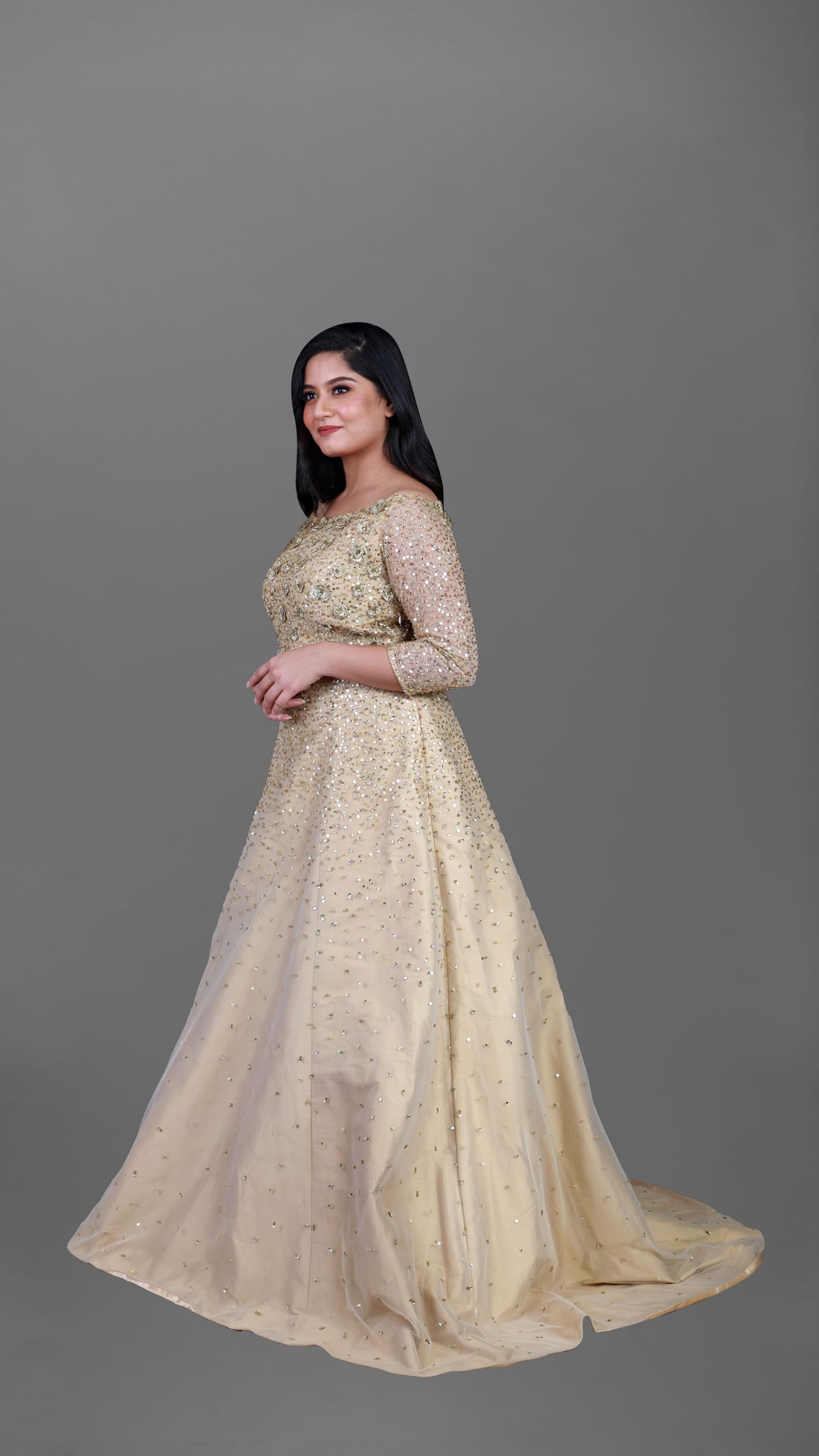 S4U Shivali Gold Gowns 001-007 Series Designer Gown For S4U For Full