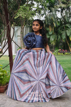 Load image into Gallery viewer, Rose Blouse with Navy Lehenga Set
