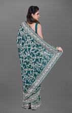 Load image into Gallery viewer, Bridal Saree In Pure Satin Fabric With Heavy Zardosi Work And Heavy Blouse
