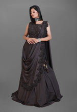 Load image into Gallery viewer, Coco Brown drape Lehenga in Lycra Fabric With Intricate Work and a Heavy Blouse
