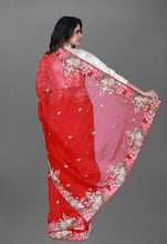 Load image into Gallery viewer, Fresh Red Saree In Pure imported Orgenza Fabric With Resham Handwork and Heavy Blouse
