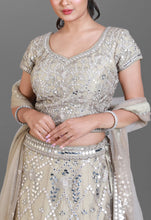 Load image into Gallery viewer, Grey Lehenga in Net Fabric With Intricate Mirror Work and a Heavy Blouse
