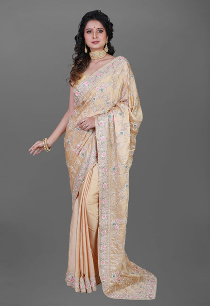 Buy Aurora-Pink Kantha Hand-Embroidered Saree from Kolkata online |  Looksgud.in