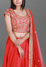 Load image into Gallery viewer, Night Blue Lehenga in Net Fabric With Intricate Pearl Work and a Heavy Blouse
