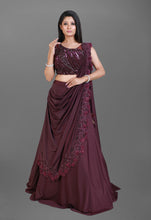 Load image into Gallery viewer, Burgundy Lehenga in Lycra Fabric With Intricate Work and a Heavy Blouse
