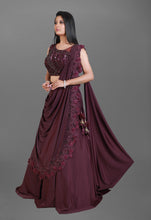 Load image into Gallery viewer, Burgundy Lehenga in Lycra Fabric With Intricate Work and a Heavy Blouse

