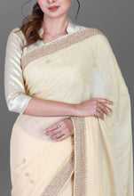 Load image into Gallery viewer, Lemon Yellow Saree In Pure imported Orgenza Fabric With Zardozi Handwork and Heavy Blouse
