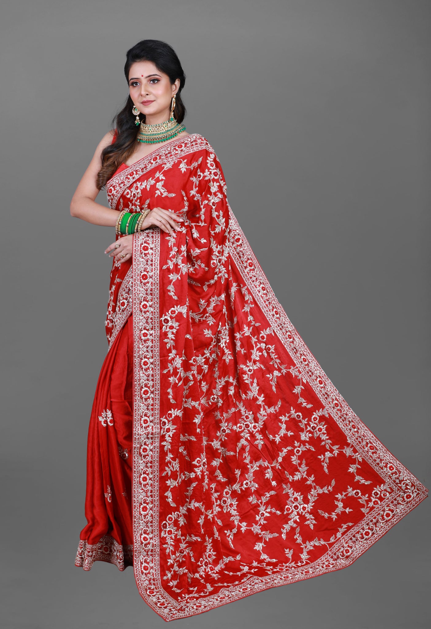 Buy Pure Handloom Banarasi Organza Red Bridal Saree Online – Sunasa